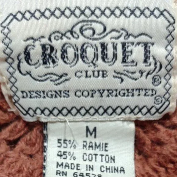 CROQUET CLUB VINTAGE Y2K RAMIE/COTTON CROCHET SWEATER CROPPED BOHO  SIZE 18/20 - Picture 9 of 13